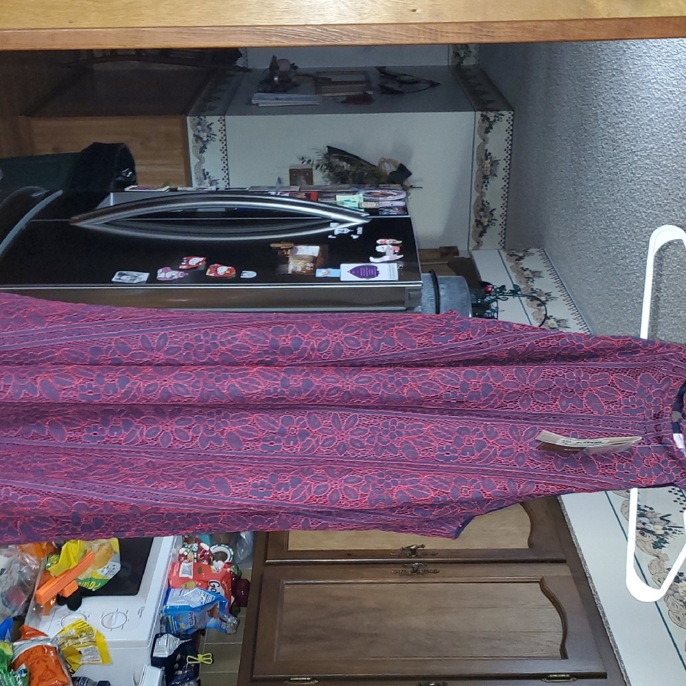 Floral Lace Dress in Red and Purple